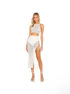 Camila Coelho Cream And Gold Crochet Set